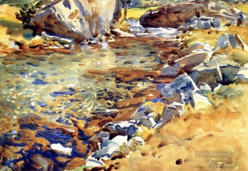  rock Oil Painting - Brook among Rocks landscape John Singer Sargent